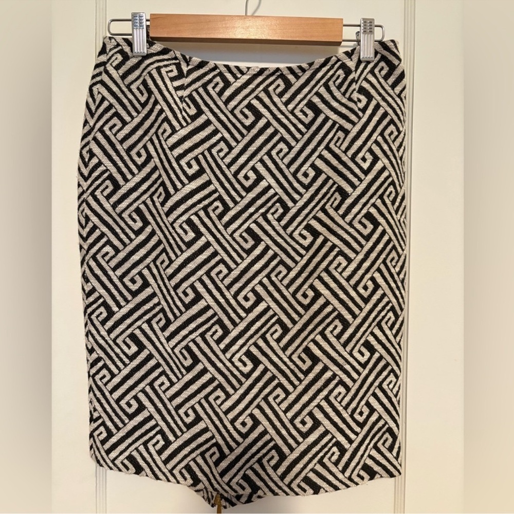 Lafayette 148 New York Black and White Geometric Pencil Skirt